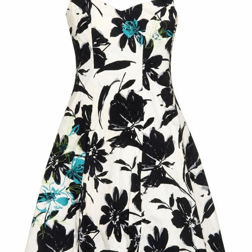 Début Women’s Black White Floral Fit & Flare Dress Size 10