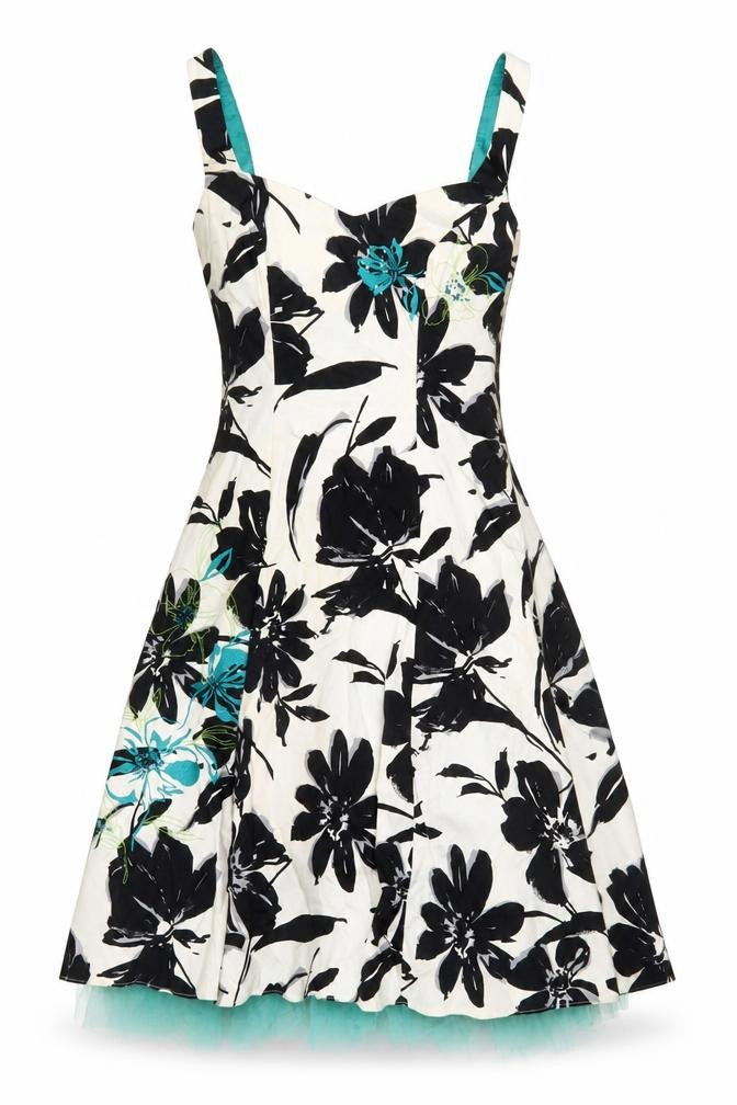Début Women’s Black White Floral Fit & Flare Dress Size 10