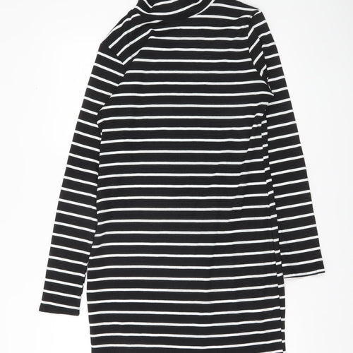 Boohoo Women Black White Striped Bodycon Dress Size 16 Long Sleeve