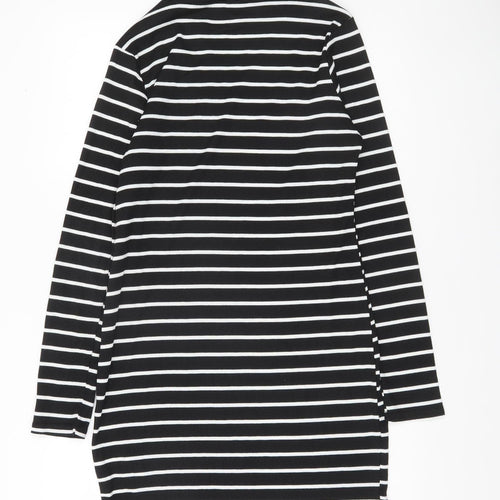 Boohoo Women Black White Striped Bodycon Dress Size 16 Long Sleeve