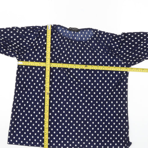 Dorothy Perkins Womens Blue Polka Dot Blouse Size 8 Flared Sleeves