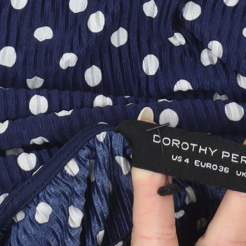 Dorothy Perkins Womens Blue Polka Dot Blouse Size 8 Flared Sleeves