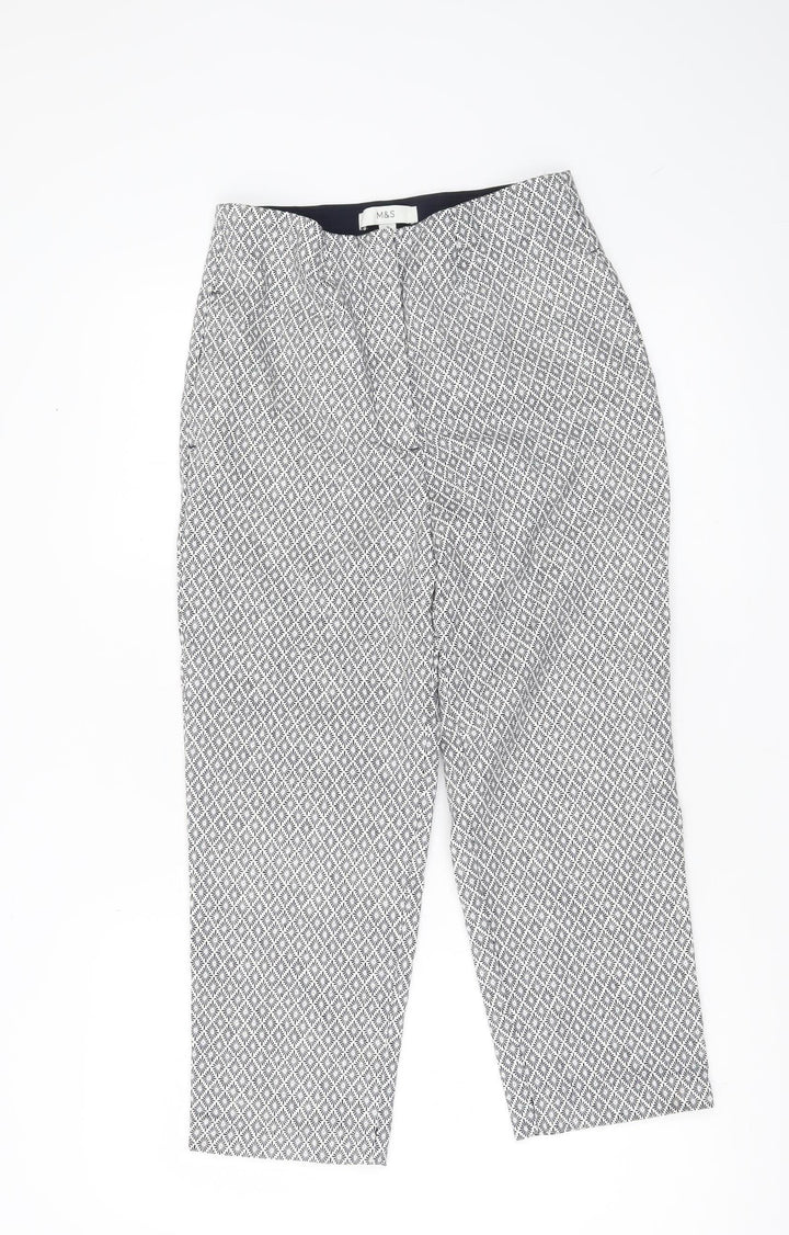 Marks and Spencer Womens Multicoloured Geometric Slim Chino Trousers Size 8