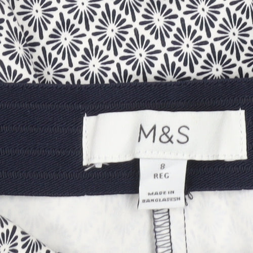 Marks and Spencer Womens Multicoloured Geometric Slim Chino Trousers Size 8
