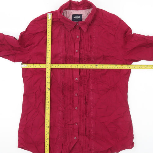 Maine New England Womens Red Size 10 Cotton Button-Up Shirt Blouse