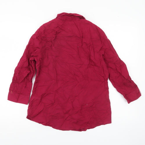 Maine New England Womens Red Size 10 Cotton Button-Up Shirt Blouse