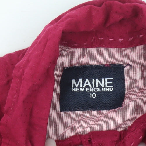 Maine New England Womens Red Size 10 Cotton Button-Up Shirt Blouse