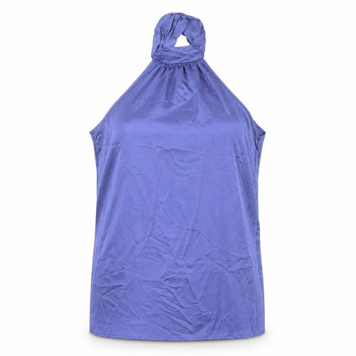 Misspap Women’s Purple Halter Blouse UK 14 Satin Sleeveless Party Top