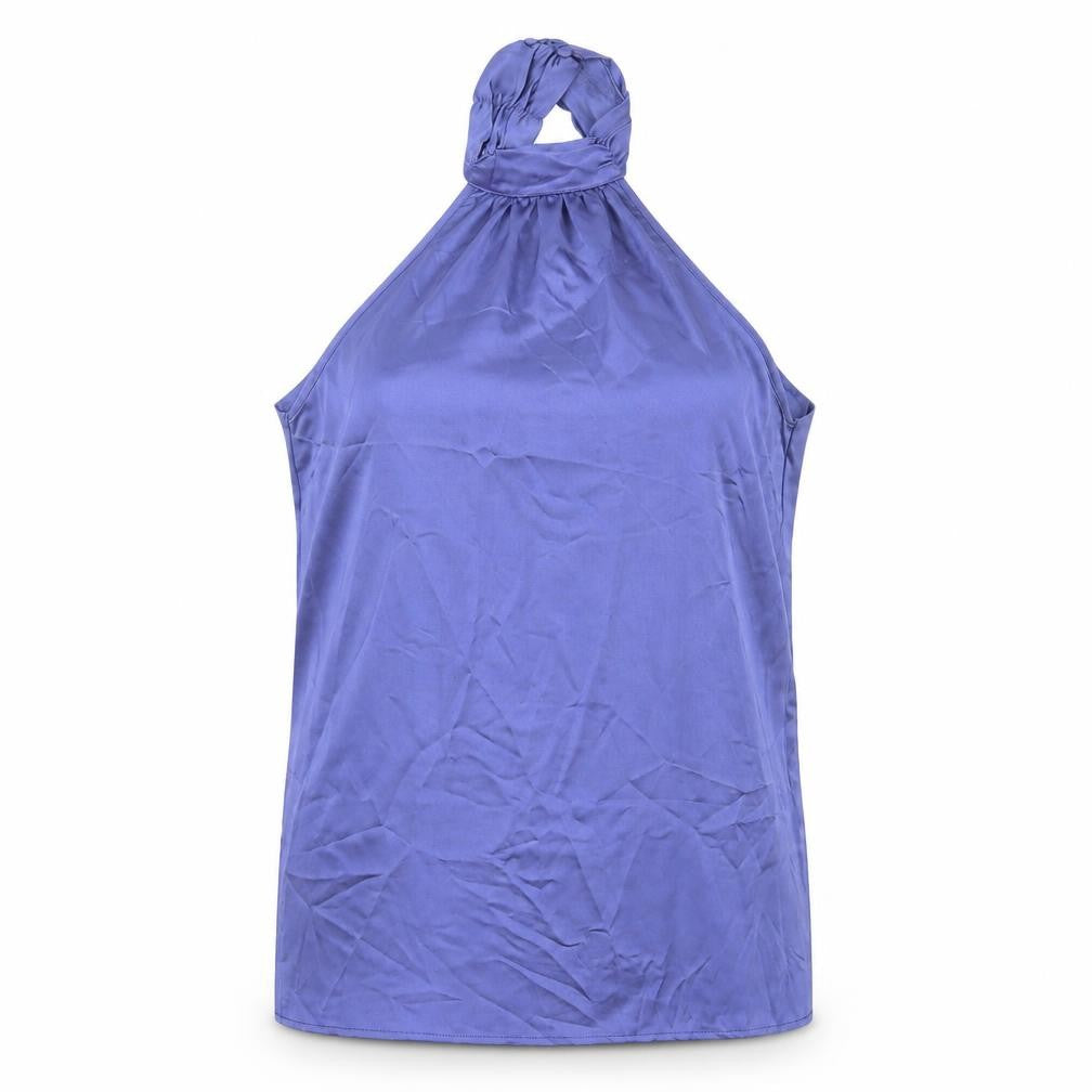 Misspap Women’s Purple Halter Blouse UK 14 Satin Sleeveless Party Top