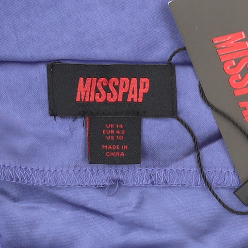 Misspap Women’s Purple Halter Blouse UK 14 Satin Sleeveless Party Top