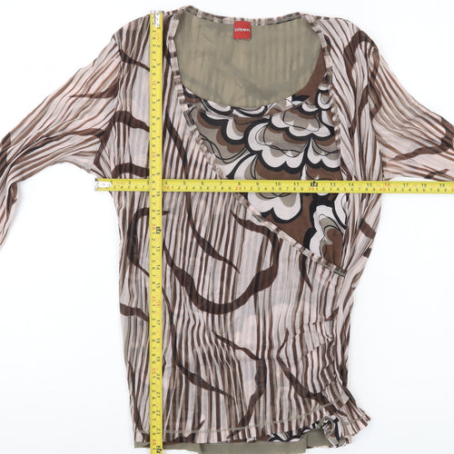 Olsen Women’s Brown Wrap Blouse Top Size 16 Nylon Sheer 3/4 Sleeve