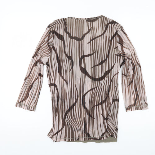 Olsen Women’s Brown Wrap Blouse Top Size 16 Nylon Sheer 3/4 Sleeve