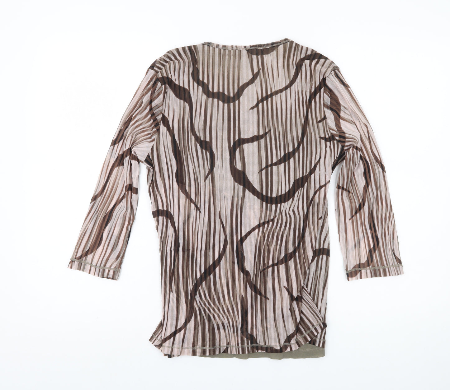 Olsen Women’s Brown Wrap Blouse Top Size 16 Nylon Sheer 3/4 Sleeve