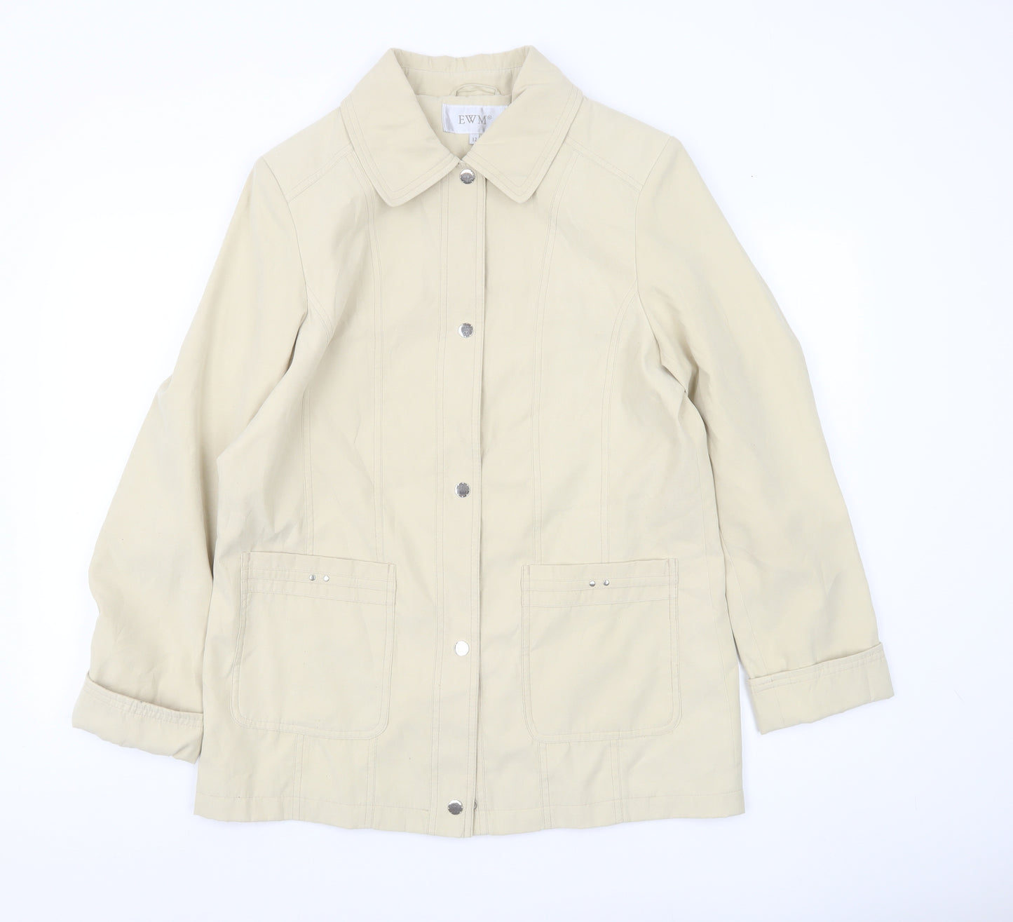 EWM Women’s Beige Mid-Length Basic Jacket Size 12 Polyester
