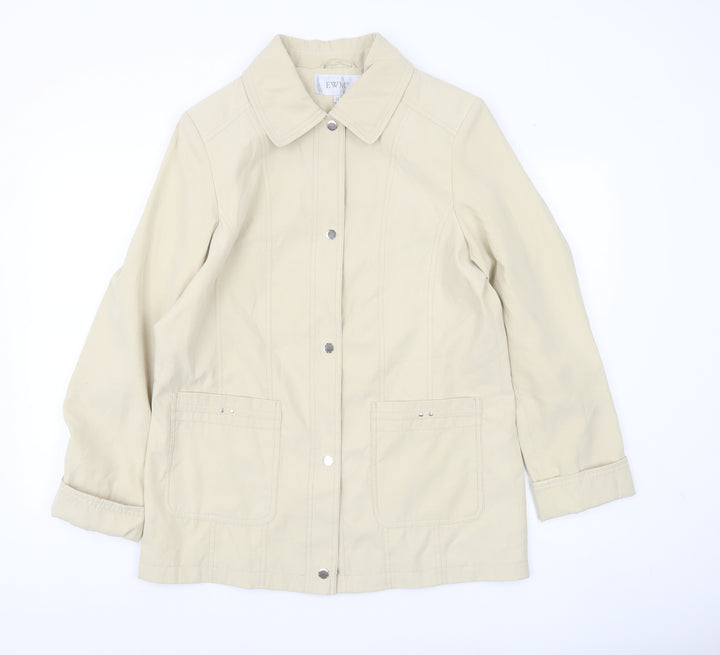 EWM Women’s Beige Mid-Length Basic Jacket Size 12 Polyester
