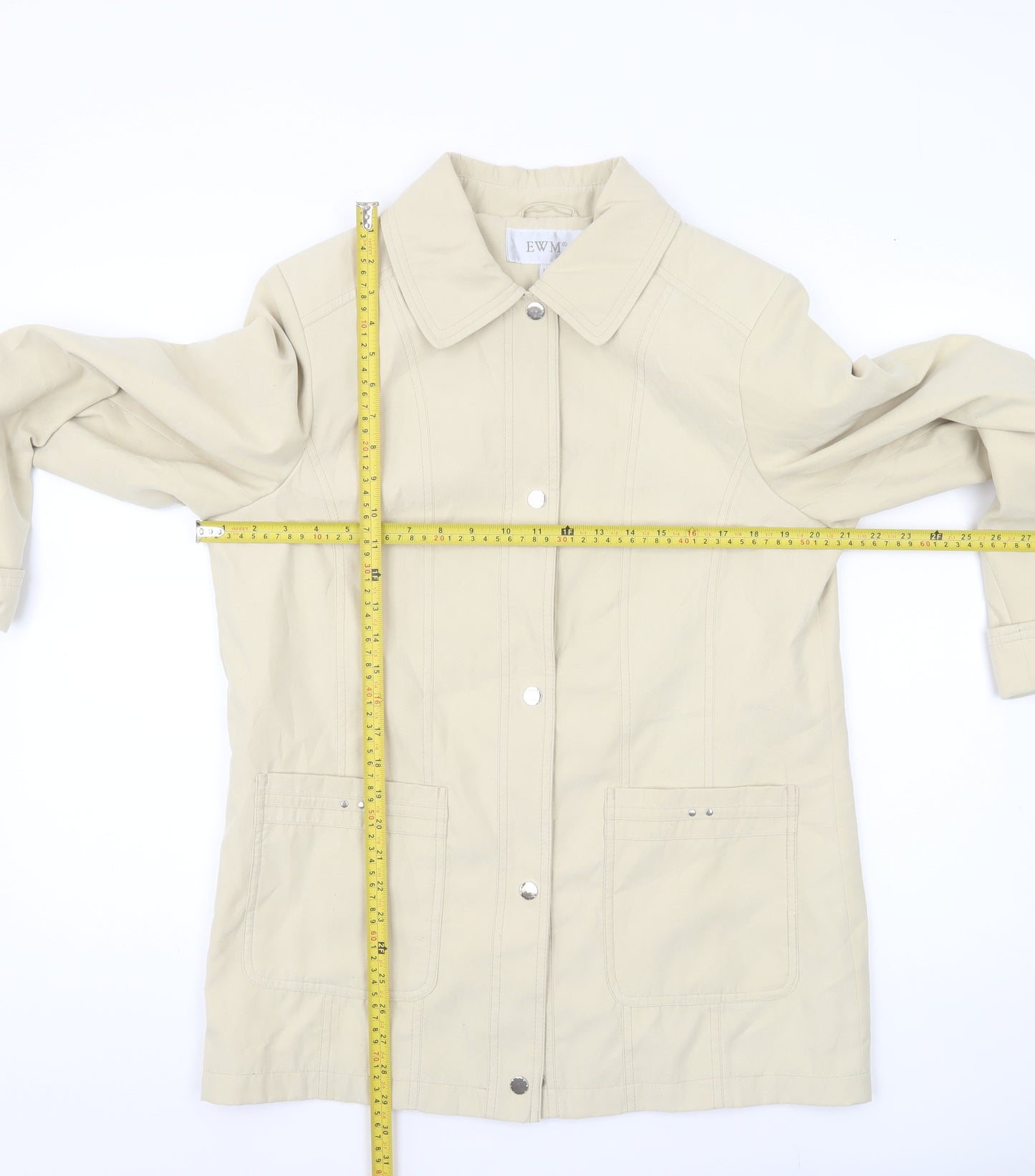 EWM Women’s Beige Mid-Length Basic Jacket Size 12 Polyester
