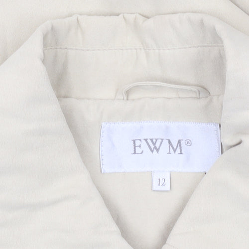 EWM Women’s Beige Mid-Length Basic Jacket Size 12 Polyester