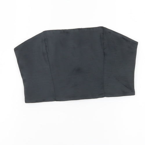 Oh Polly Womens Black Size 10 Strapless Cropped Satin Top Partywear