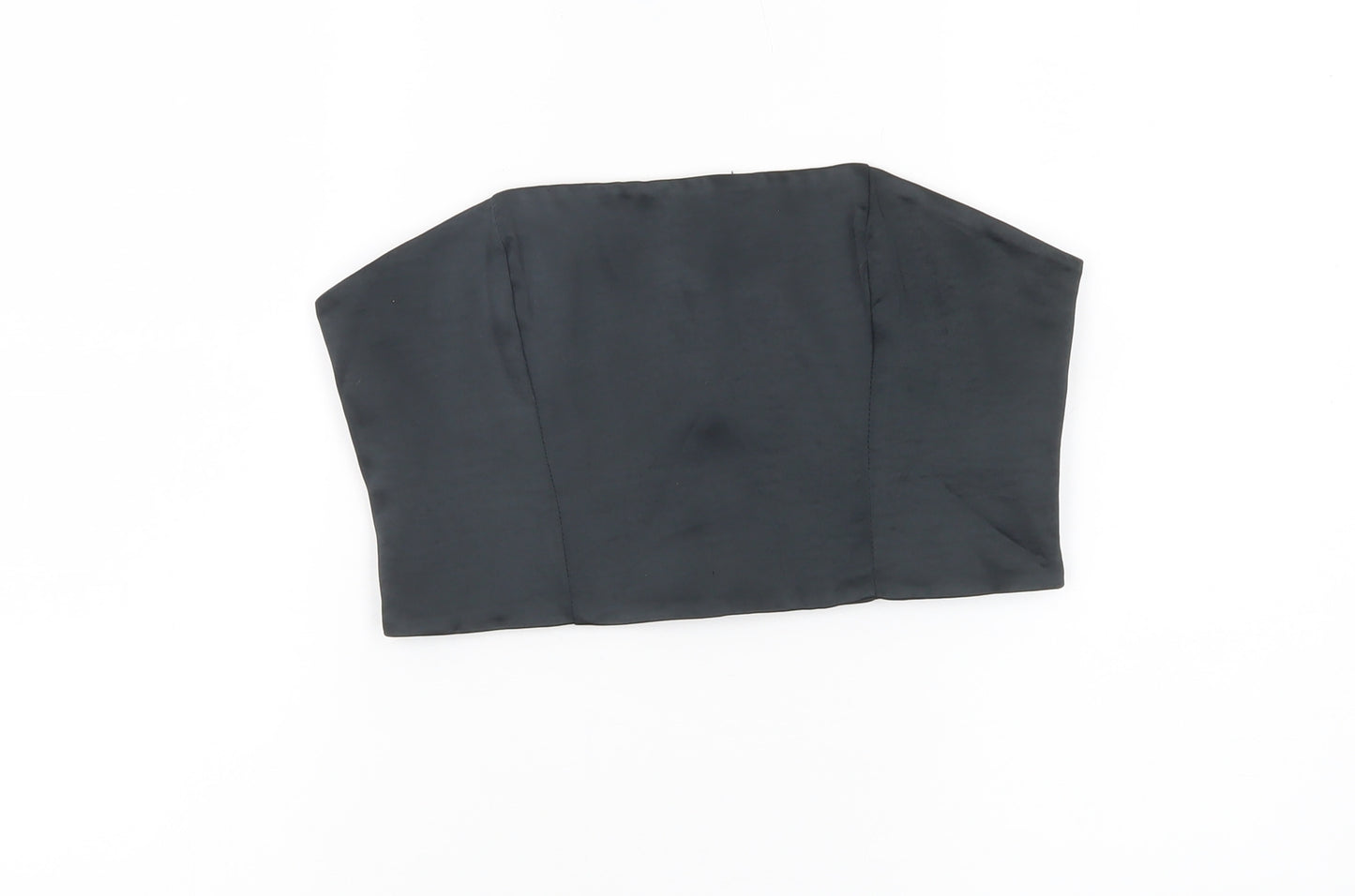 Oh Polly Womens Black Size 10 Strapless Cropped Satin Top Partywear