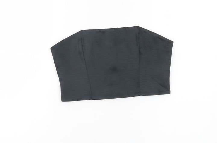 Oh Polly Womens Black Size 10 Strapless Cropped Satin Top Partywear