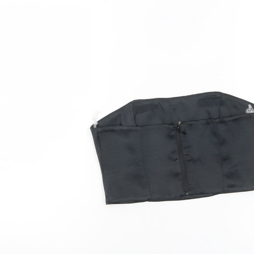 Oh Polly Womens Black Size 10 Strapless Cropped Satin Top Partywear
