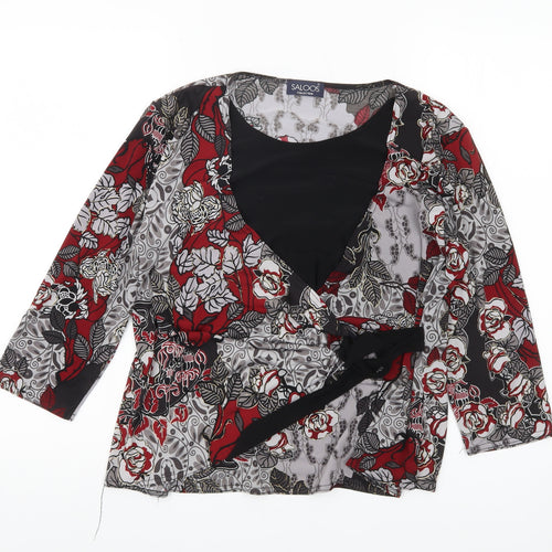Saloos Women’s Multicoloured Floral Wrap Blouse Size L