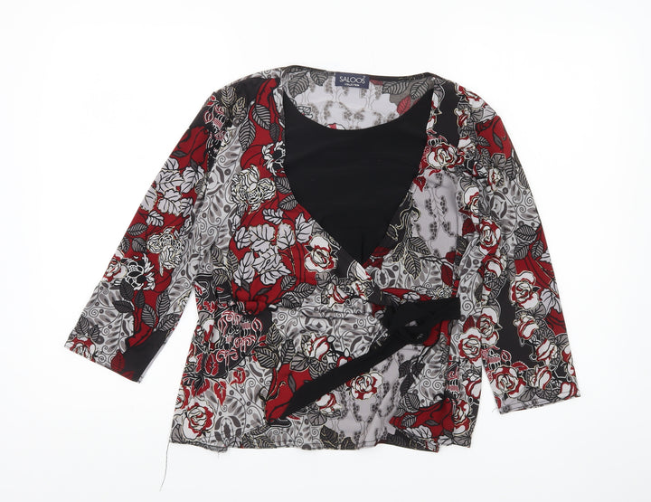 Saloos Women’s Multicoloured Floral Wrap Blouse Size L