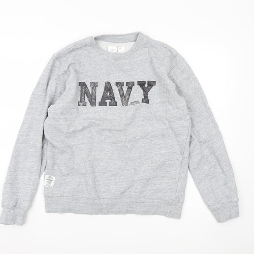 Chocolate Women’s Grey Cotton Sweatshirt Navy Logo Size XS