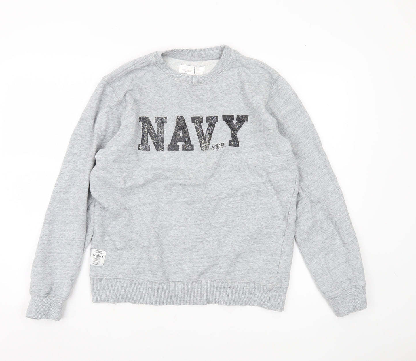 Chocolate Women’s Grey Cotton Sweatshirt Navy Logo Size XS