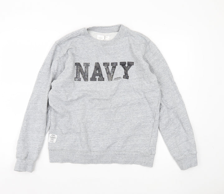 Chocolate Women’s Grey Cotton Sweatshirt Navy Logo Size XS