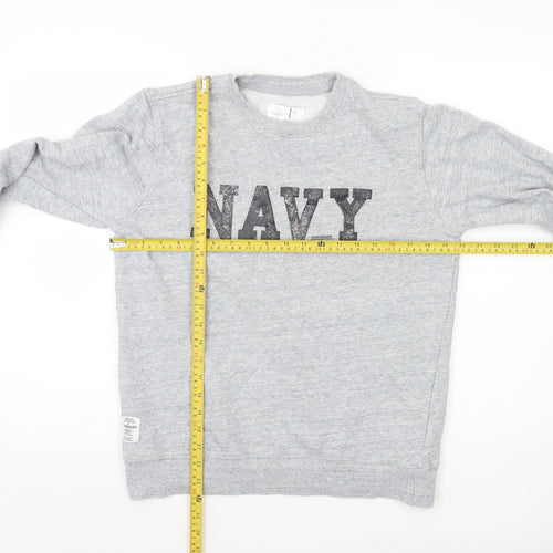Chocolate Women’s Grey Cotton Sweatshirt Navy Logo Size XS