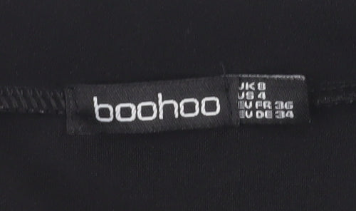 Boohoo Women Black Size 8 Sheer Sleeve Polka Dot Bodysuit