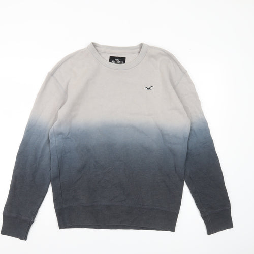 Hollister Mens Grey Black Ombre Sweatshirt S Pullover Crew Neck