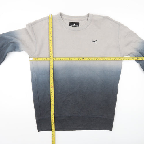 Hollister Mens Grey Black Ombre Sweatshirt S Pullover Crew Neck