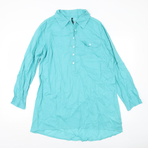 BHS Women’s Green Cotton Tunic Shirt Size 12 Long Sleeve