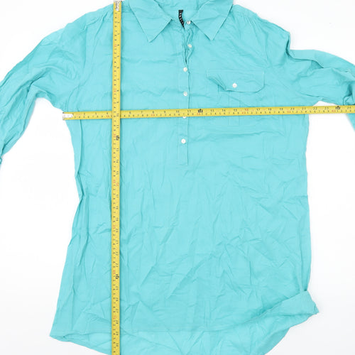 BHS Women’s Green Cotton Tunic Shirt Size 12 Long Sleeve