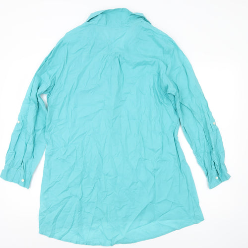 BHS Women’s Green Cotton Tunic Shirt Size 12 Long Sleeve