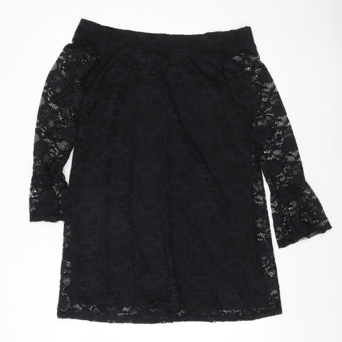 Lipsy Women’s Black Lace Off Shoulder Sheath Dress Size 10