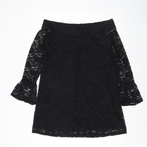Lipsy Women’s Black Lace Off Shoulder Sheath Dress Size 10