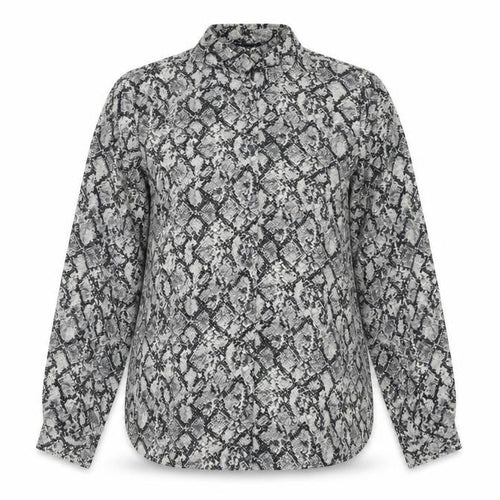 New Look Women Black Animal Print Button-Up Shirt Size 16