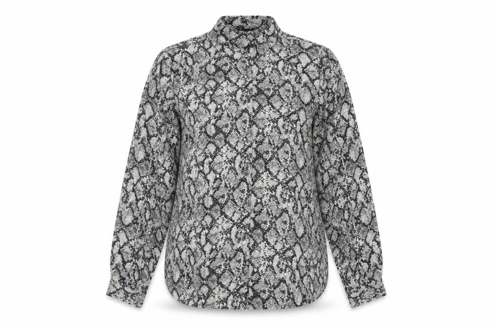 New Look Women Black Animal Print Button-Up Shirt Size 16