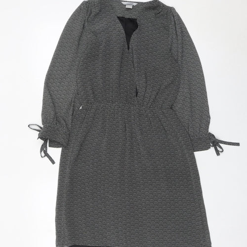 H&M Women’s Black Geometric Knee Length Shift Dress Size 8