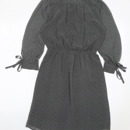 H&M Women’s Black Geometric Knee Length Shift Dress Size 8