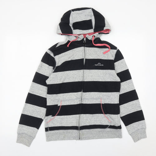 Kathmandu Womens Grey Black Striped Full Zip Hoodie Size 10