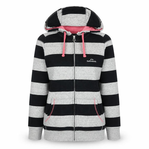 Kathmandu Womens Grey Black Striped Full Zip Hoodie Size 10
