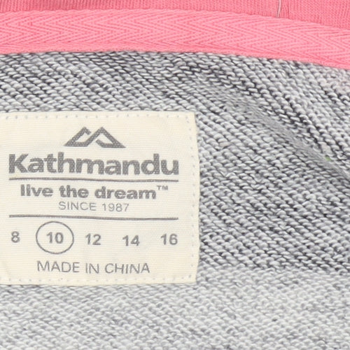 Kathmandu Womens Grey Black Striped Full Zip Hoodie Size 10