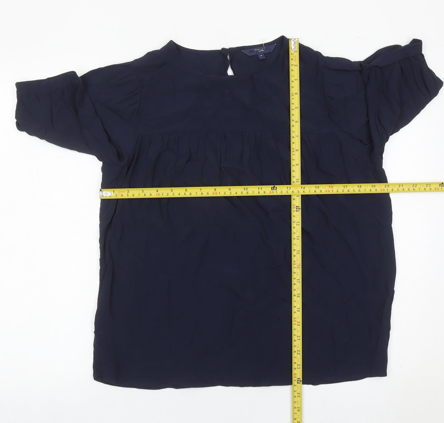 Next Women’s Navy Blue Blouse Size 12 Tunic Style 3/4 Sleeve