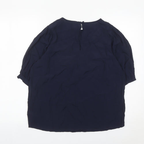 Next Women’s Navy Blue Blouse Size 12 Tunic Style 3/4 Sleeve