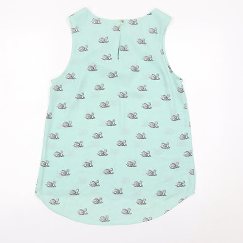 Oasis Womens Blue Swan Print Sleeveless Tank Top Size 12