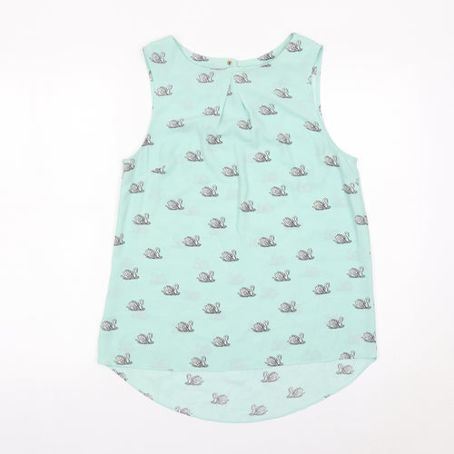 Oasis Womens Blue Swan Print Sleeveless Tank Top Size 12